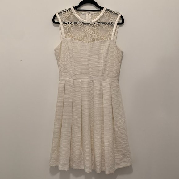 Pink Martini Cream Floral Lace Mesh Skater Dress - Picture 2 of 11